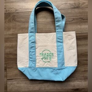 Trader Joe's Pastel Mini Canvas Tote Bag 2025 LIMITED EDITION Blue